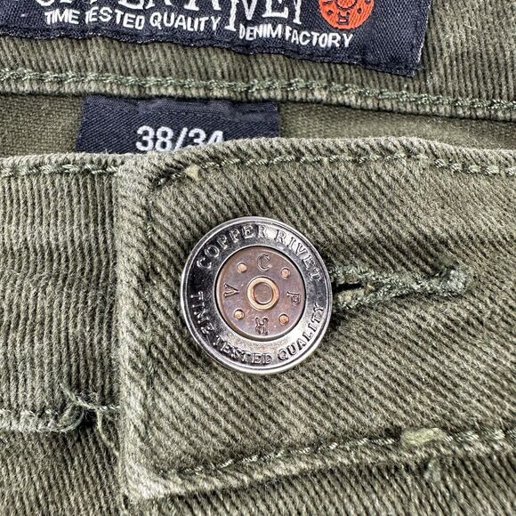 Copper Rivet Green Mens Denim 38x34  Distressed Jeans - Picture 4 of 11